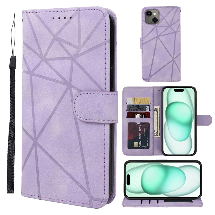 Skin Feel Geometric Lines Leather Phone Case, Series 3