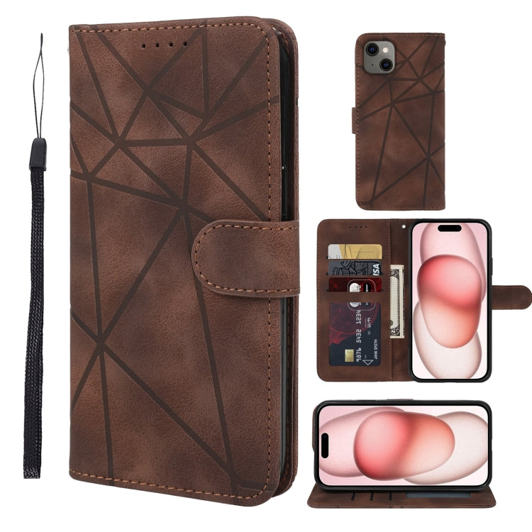 Skin Feel Geometric Lines Leather Phone Case, Series 1