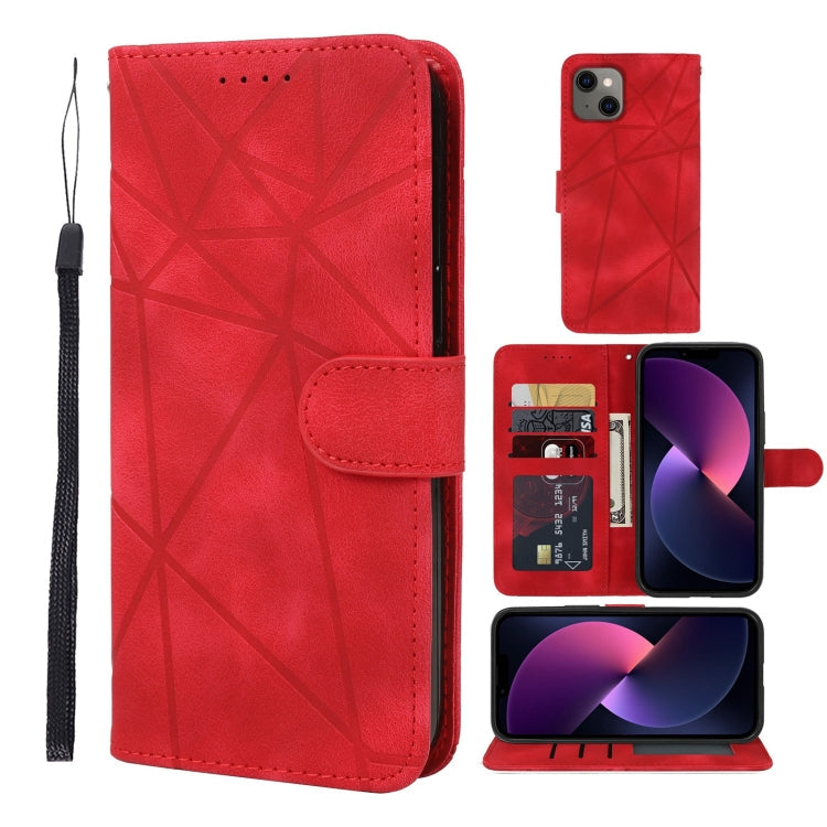 Skin Feel Geometric Lines Leather Phone Case, Series 4