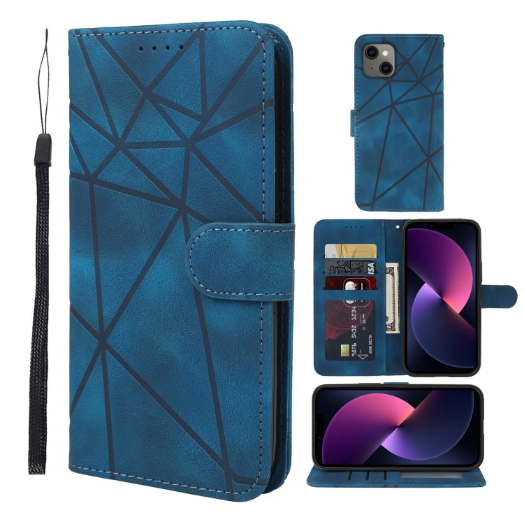 Skin Feel Geometric Lines Leather Phone Case, Series 4