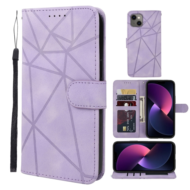 Skin Feel Geometric Lines Leather Phone Case, Series 4