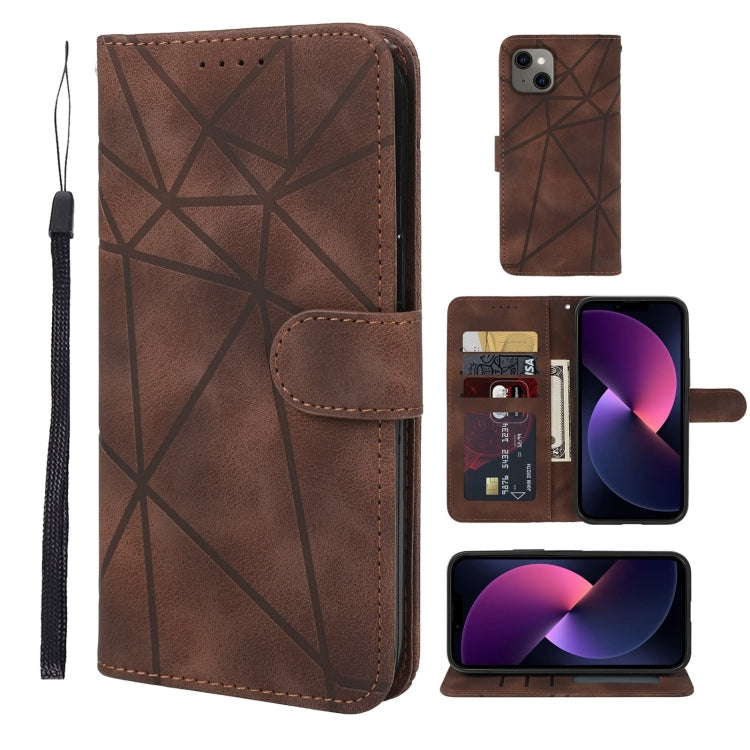 Skin Feel Geometric Lines Leather Phone Case, Series 4