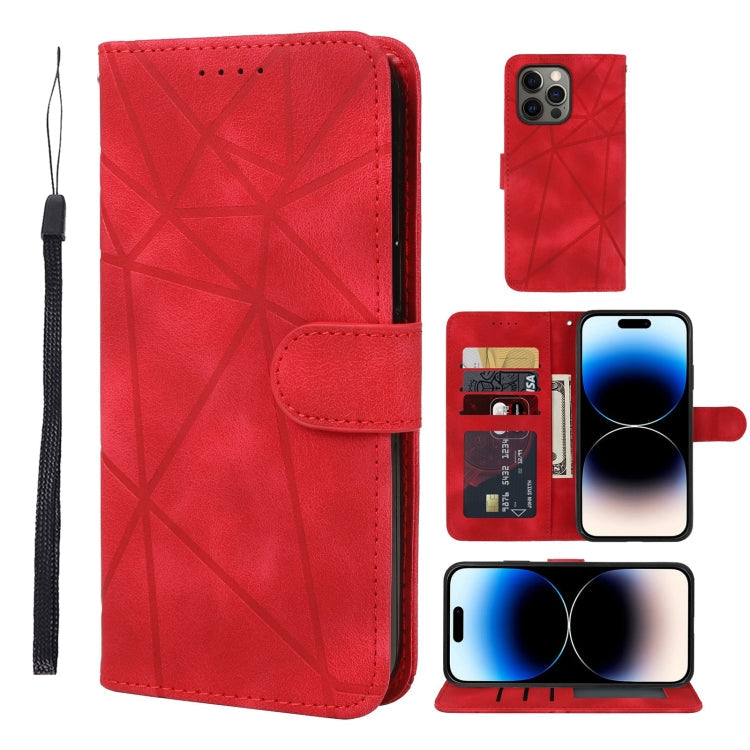 Skin Feel Geometric Lines Leather Phone Case, Series 2