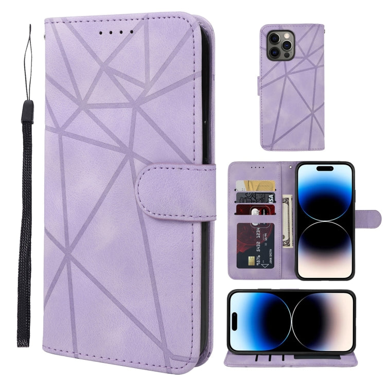 Skin Feel Geometric Lines Leather Phone Case, Series 2