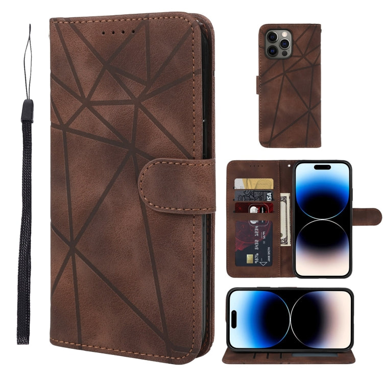 Skin Feel Geometric Lines Leather Phone Case, Series 2