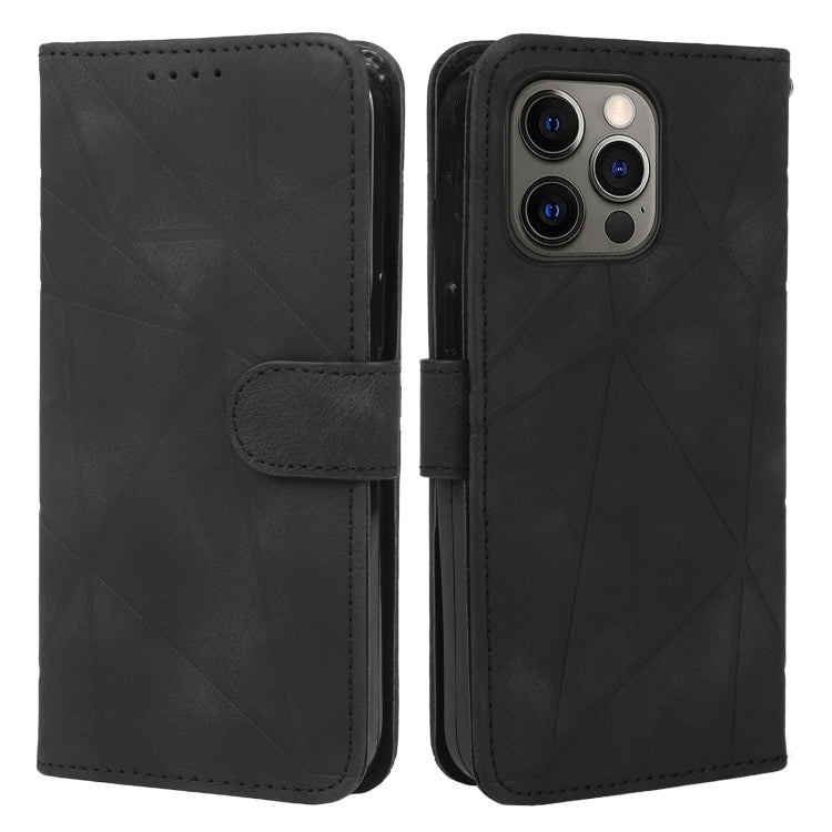 Skin Feel Geometric Lines Leather Phone Case, Series 4