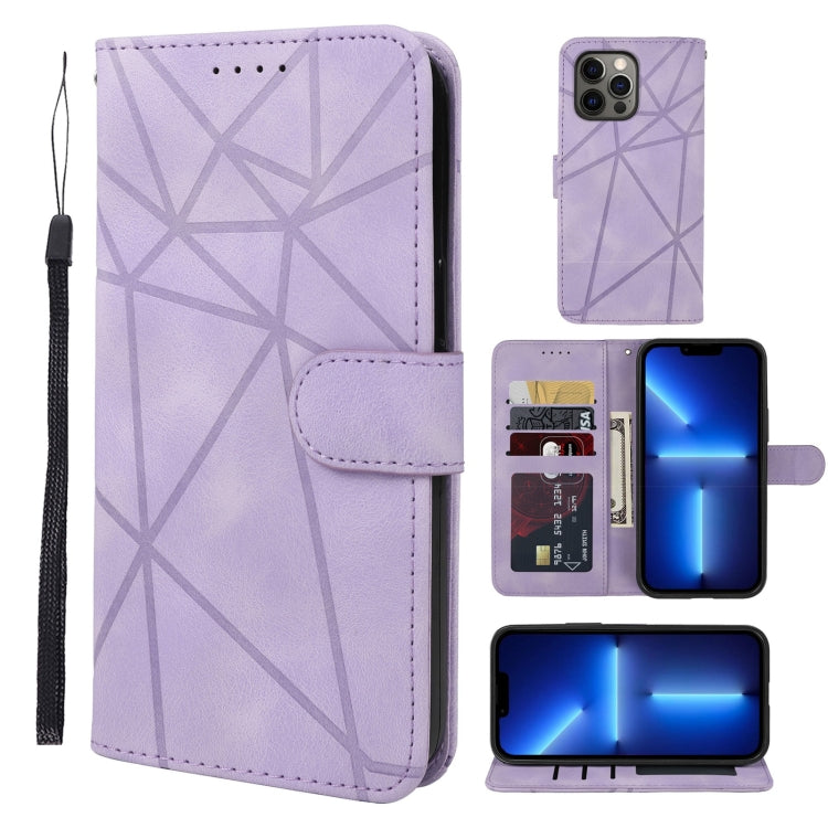 Skin Feel Geometric Lines Leather Phone Case, Series 3