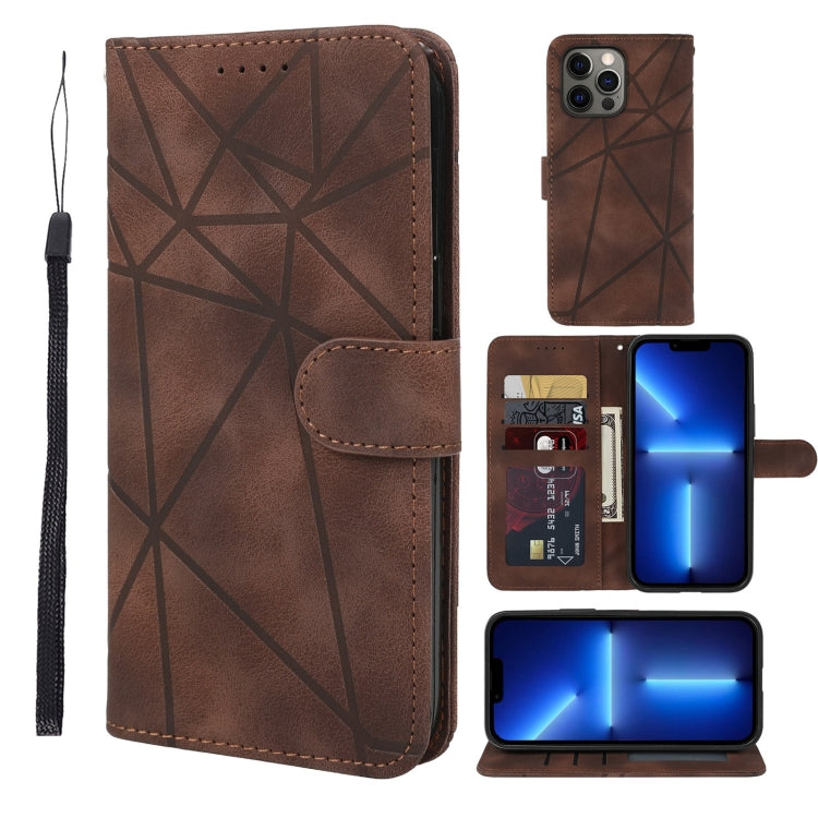 Skin Feel Geometric Lines Leather Phone Case, Series 3