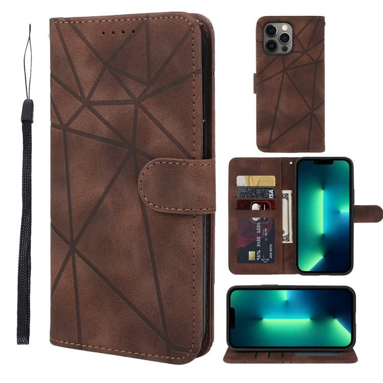 Skin Feel Geometric Lines Leather Phone Case, Series 1