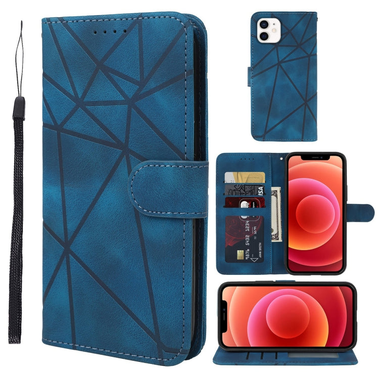 Skin Feel Geometric Lines Leather Phone Case, Series 4