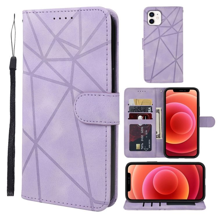 Skin Feel Geometric Lines Leather Phone Case, Series 4