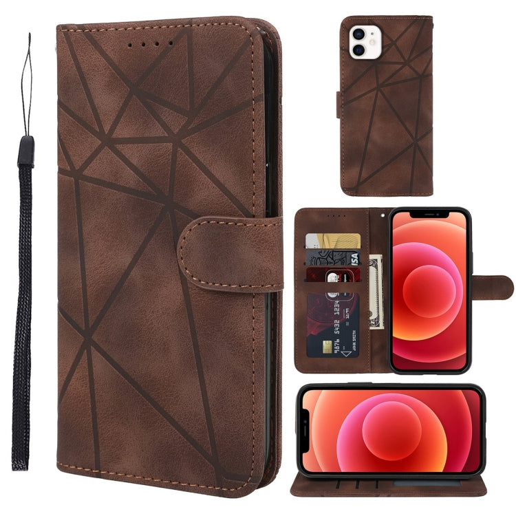 Skin Feel Geometric Lines Leather Phone Case, Series 4