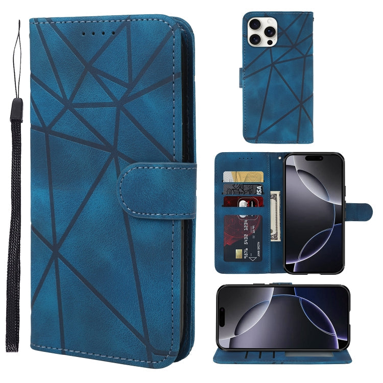 Skin Feel Geometric Lines Leather Phone Case, Series 4