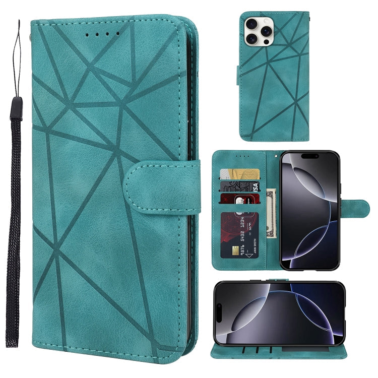 Skin Feel Geometric Lines Leather Phone Case, Series 4