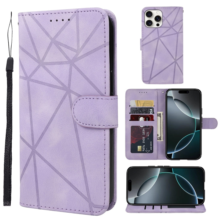 Skin Feel Geometric Lines Leather Phone Case, Series 3