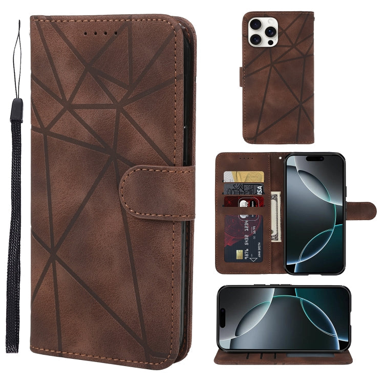 Skin Feel Geometric Lines Leather Phone Case, Series 3