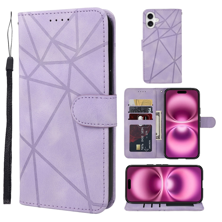 Skin Feel Geometric Lines Leather Phone Case, Series 1