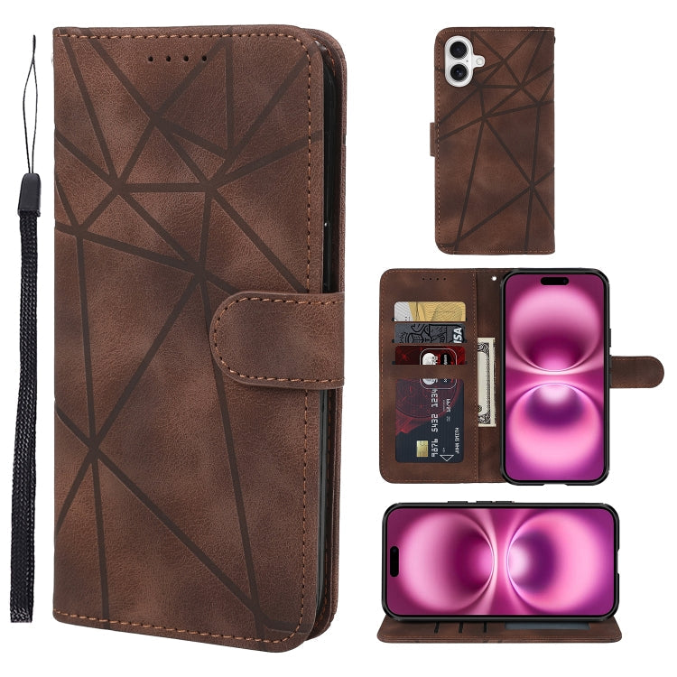 Skin Feel Geometric Lines Leather Phone Case, Series 1