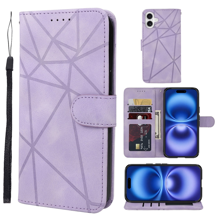 Skin Feel Geometric Lines Leather Phone Case, Series 1