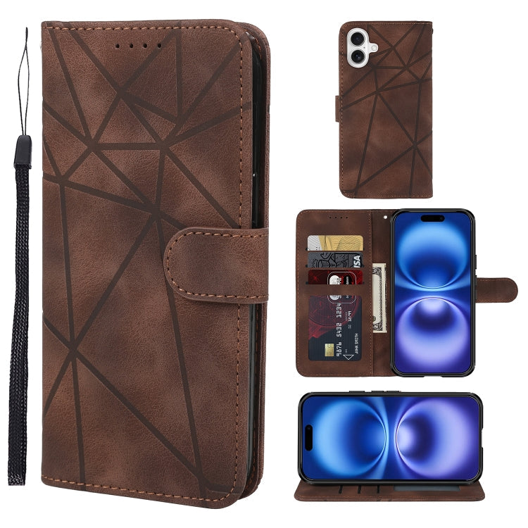 Skin Feel Geometric Lines Leather Phone Case, Series 1