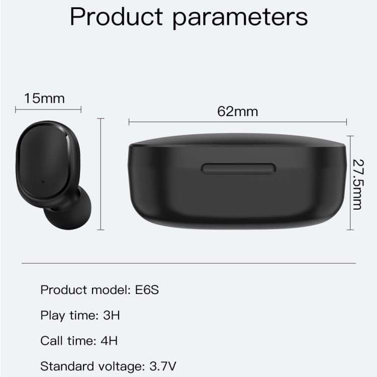 E6S LED Display TWS Wireless Bluetooth Earphone