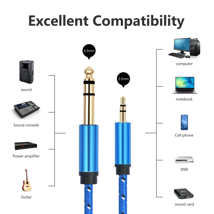 3662-3662BK 3.5mm Male to 6.35mm Male Stereo Amplifier Audio Cable Reluova