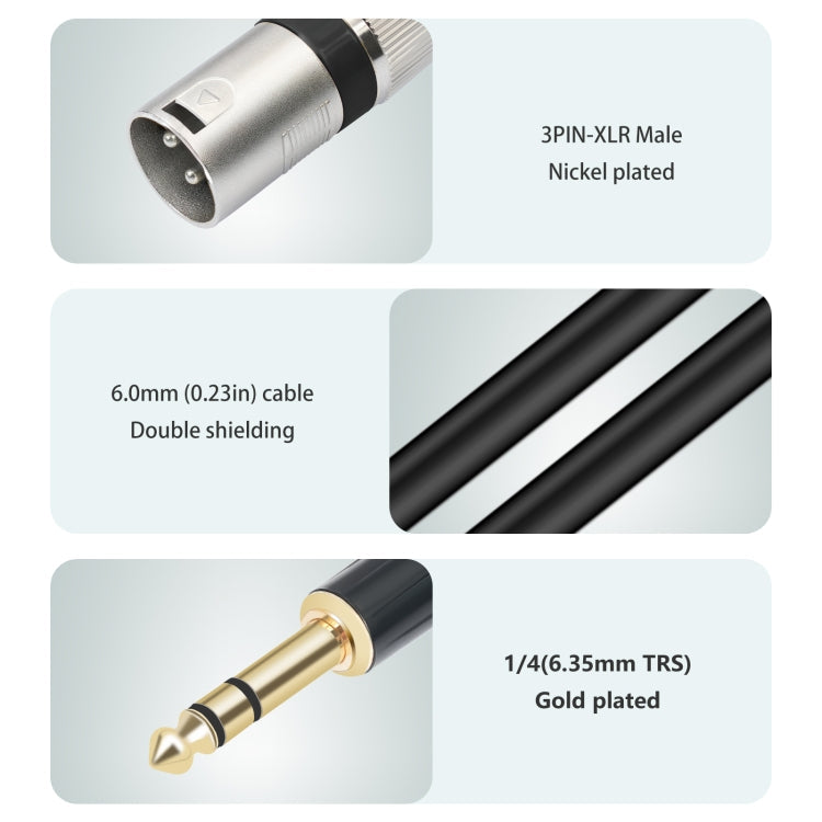 TC145BK55 6.35mm 1/4 TRS Male to XLR 3pin Male Microphone Cable Reluova