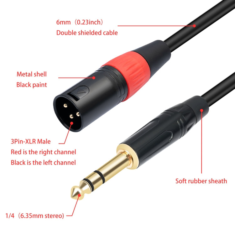 TC145YXK108RE-10 6.35mm 1/4 TRS Male to Dual XLR Male Audio Cable Reluova