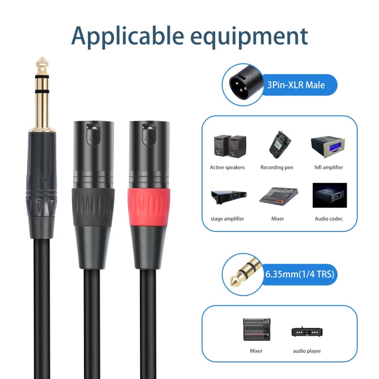 TC145YXK108RE-10 6.35mm 1/4 TRS Male to Dual XLR Male Audio Cable Reluova