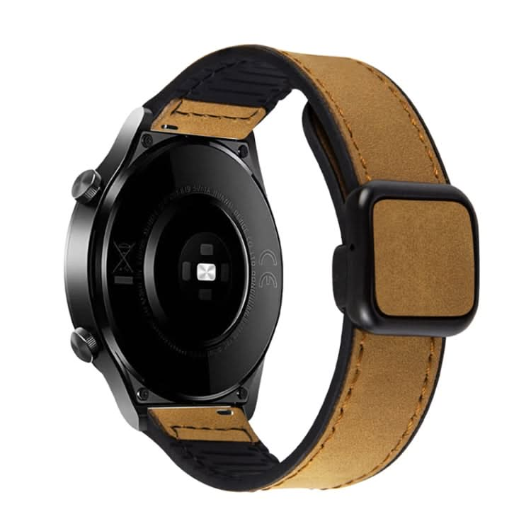 Crazy Horse Texture Fold Magnetic Buckle Leather Silicone Watch Band