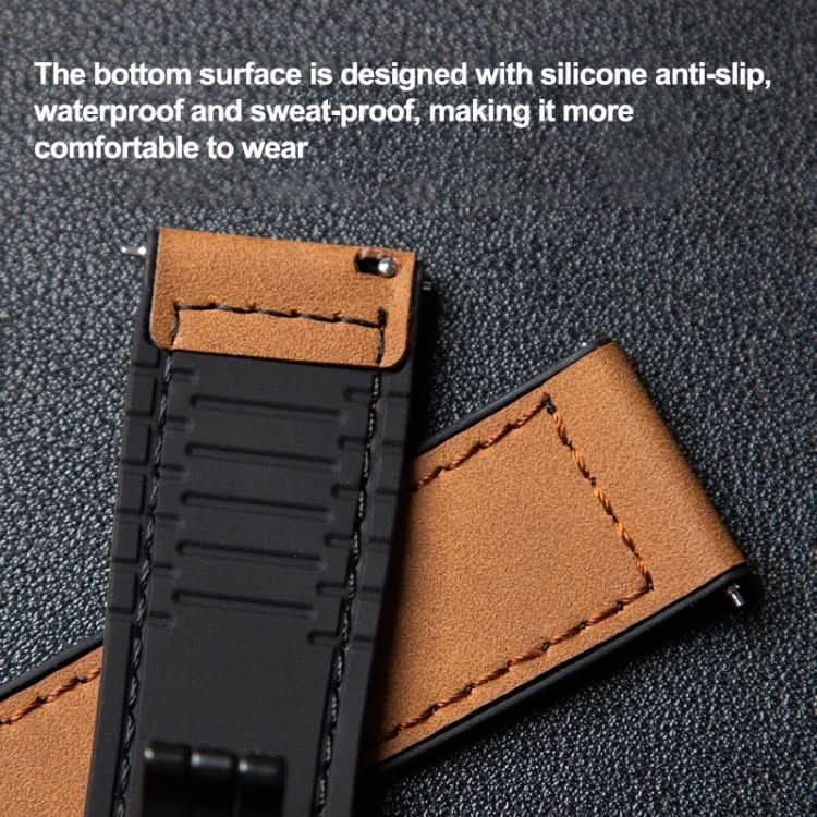 Crazy Horse Texture Fold Magnetic Buckle Leather Silicone Watch Band