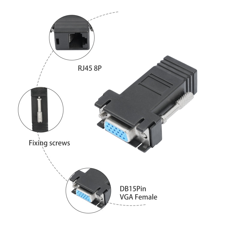 DB15 VGA Female to RJ45 8P Female Adapter