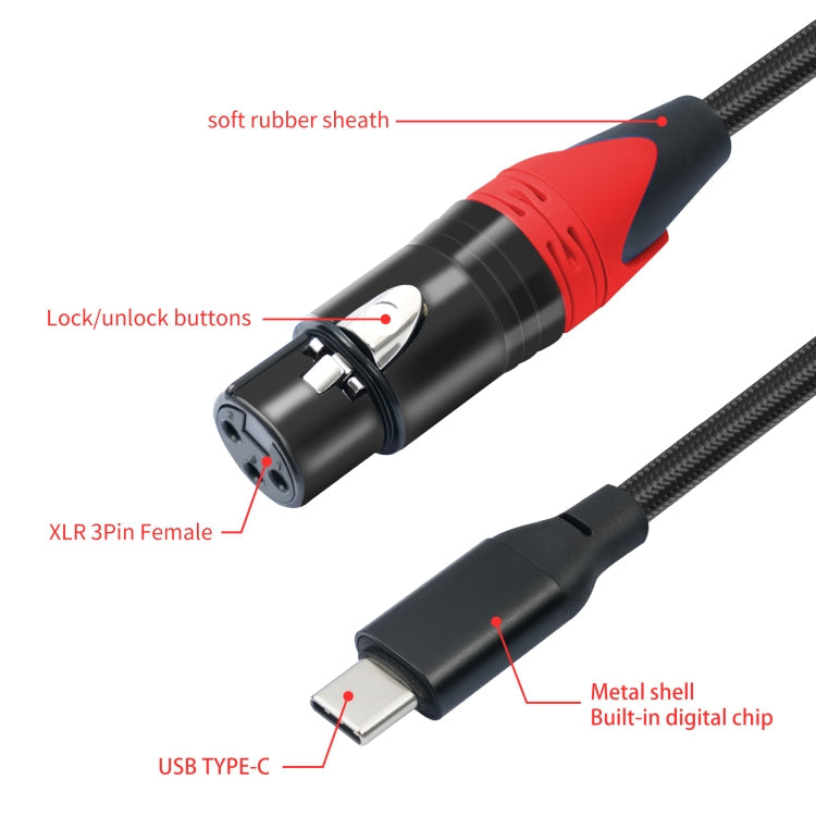 TY03RE Type-C Male to XLR Female Audio Cable for Dynamic Microphone Reluova