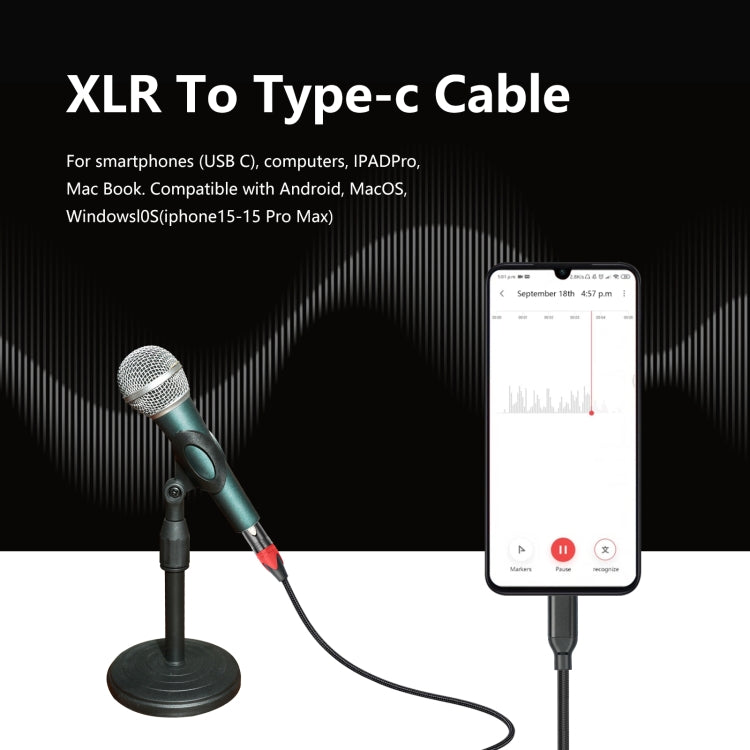 TY03RE Type-C Male to XLR Female Audio Cable for Dynamic Microphone Reluova