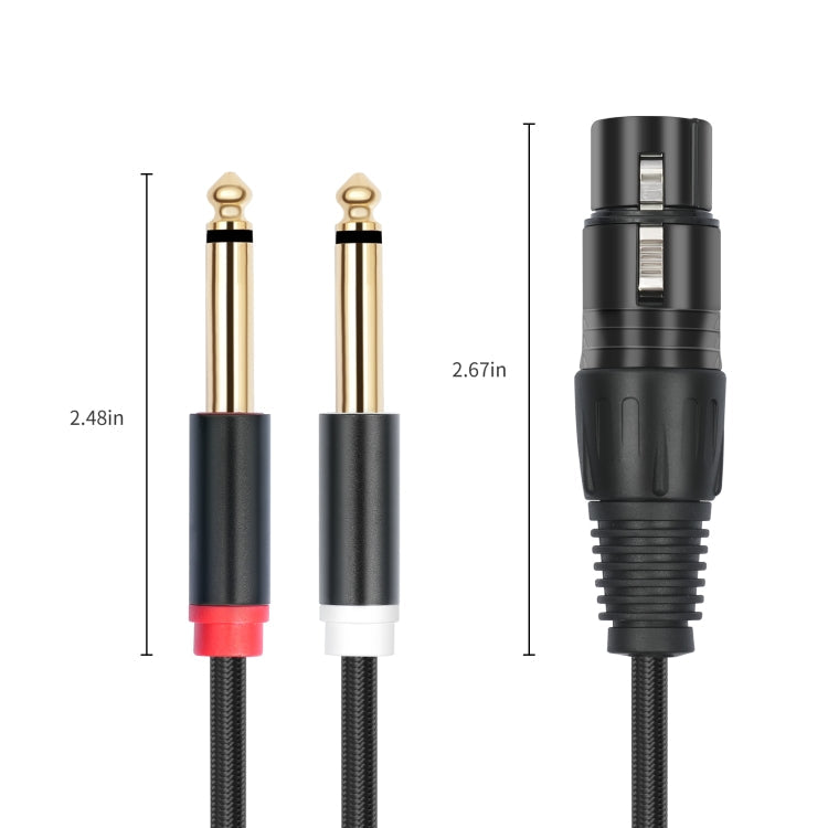 2020Y63 XLR Female to Dual 6.35mm 1/4 TRS Male Y-type Audio Cable-Reluova