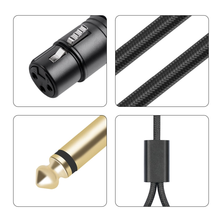 2020Y63 XLR Female to Dual 6.35mm 1/4 TRS Male Y-type Audio Cable-Reluova