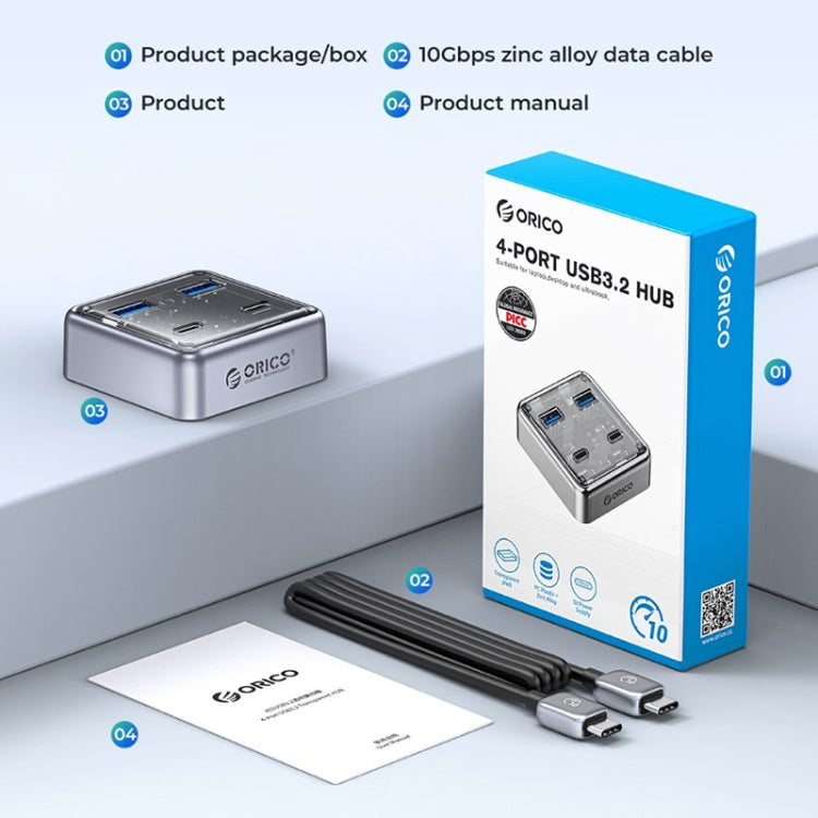 ORICO XHJ2U2C-G2 4-Port Compact Zinc Alloy USB 3.0 HUB Expand Converter