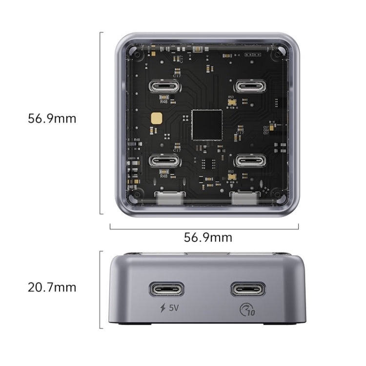 ORICO XHJ4C-G2 4-Port Compact Zinc Alloy USB Type-C 3.0 HUB Expand Converter