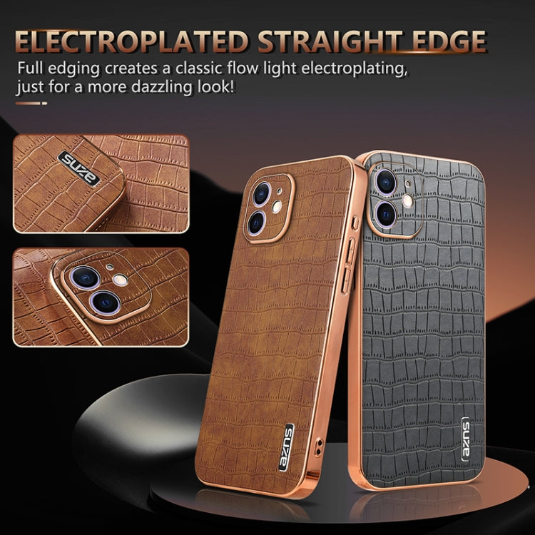 AZNS Electroplated Frame Crocodile Texture Full Coverage Phone Case, Series 1