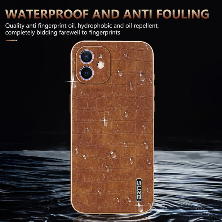 AZNS Electroplated Frame Crocodile Texture Full Coverage Phone Case, Series 1