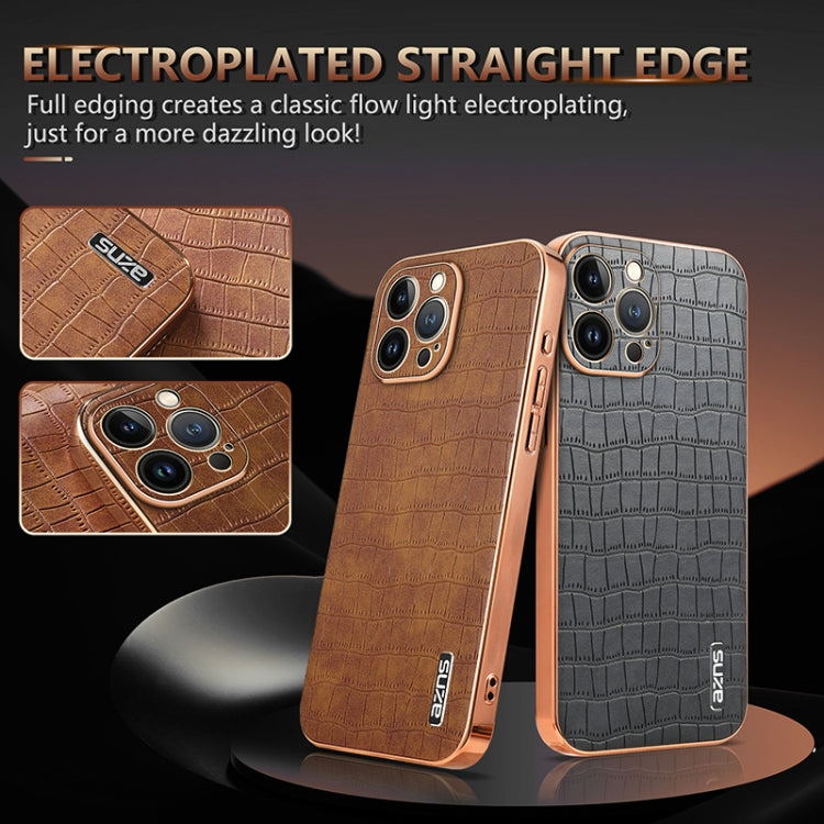 AZNS Electroplated Frame Crocodile Texture Full Coverage Phone Case, Series 2