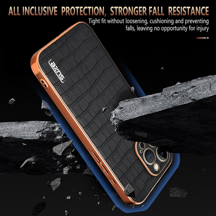 AZNS Electroplated Frame Crocodile Texture Full Coverage Phone Case, Series 2