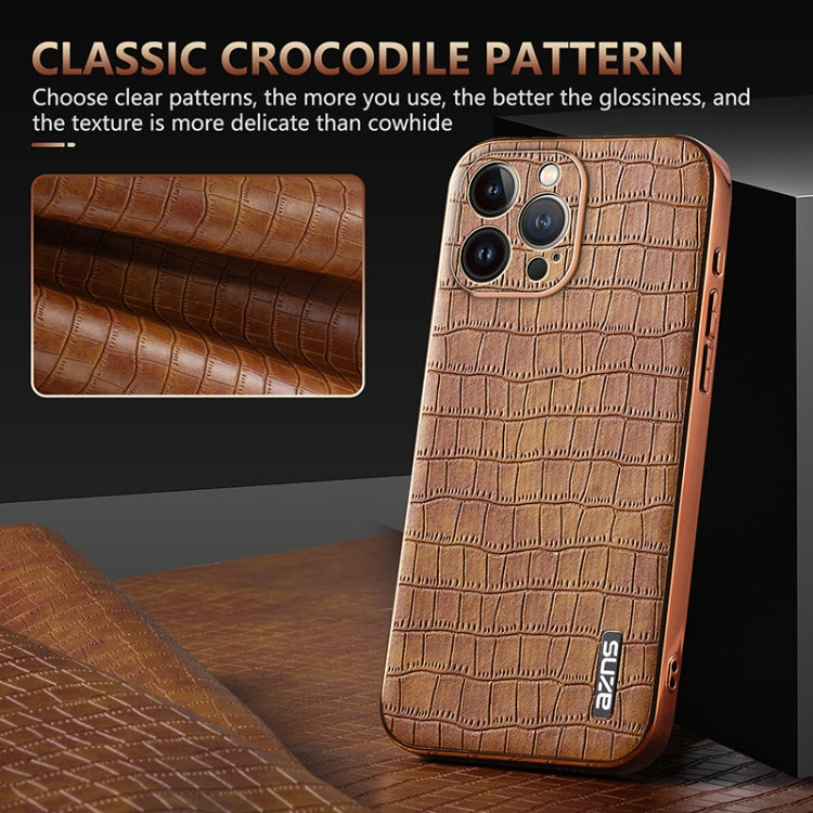 AZNS Electroplated Frame Crocodile Texture Full Coverage Phone Case, Series 2