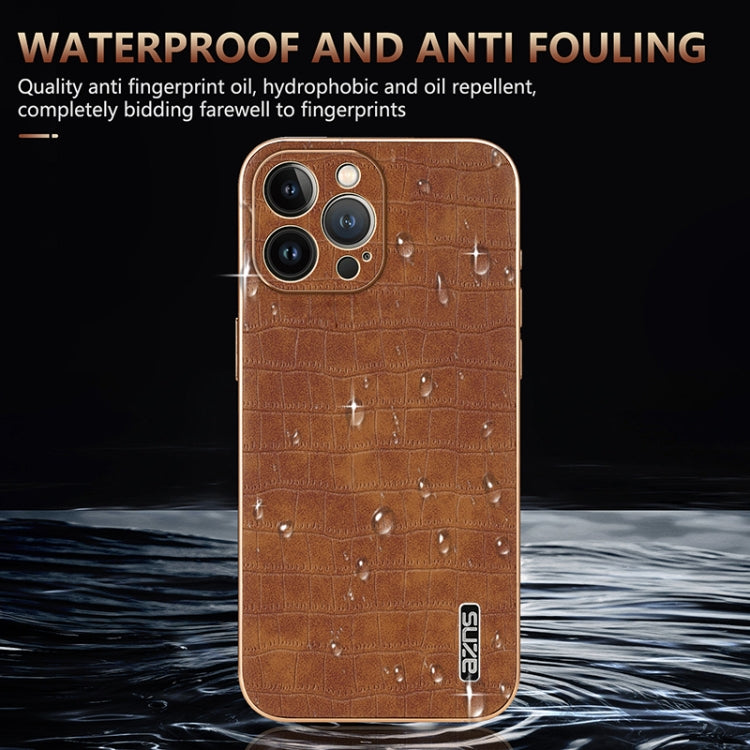 AZNS Electroplated Frame Crocodile Texture Full Coverage Phone Case, Series 2