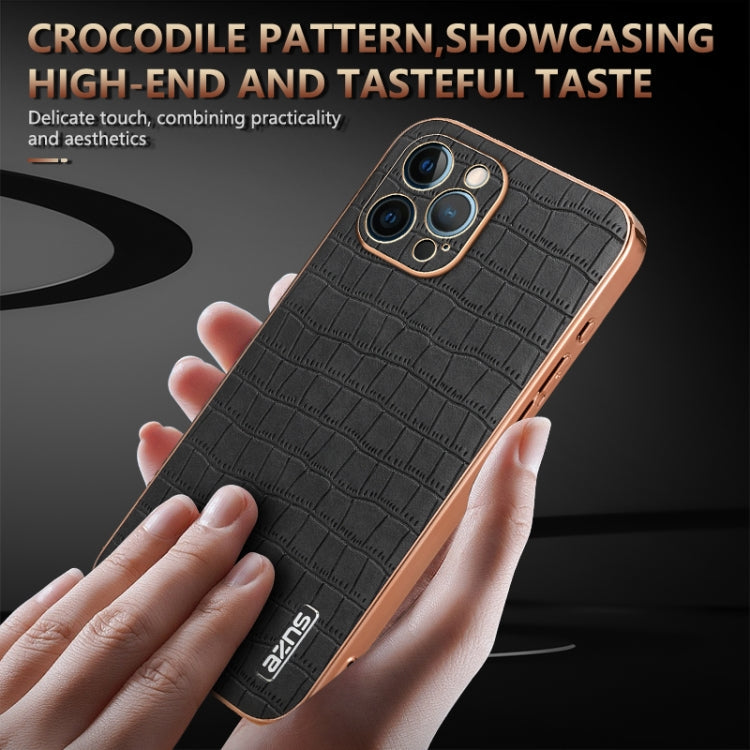 AZNS Electroplated Frame Crocodile Texture Full Coverage Phone Case, Series 2