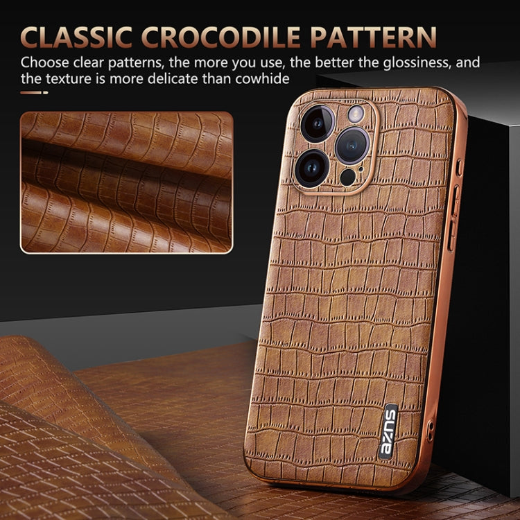 AZNS Electroplated Frame Crocodile Texture Full Coverage Phone Case, Series 4