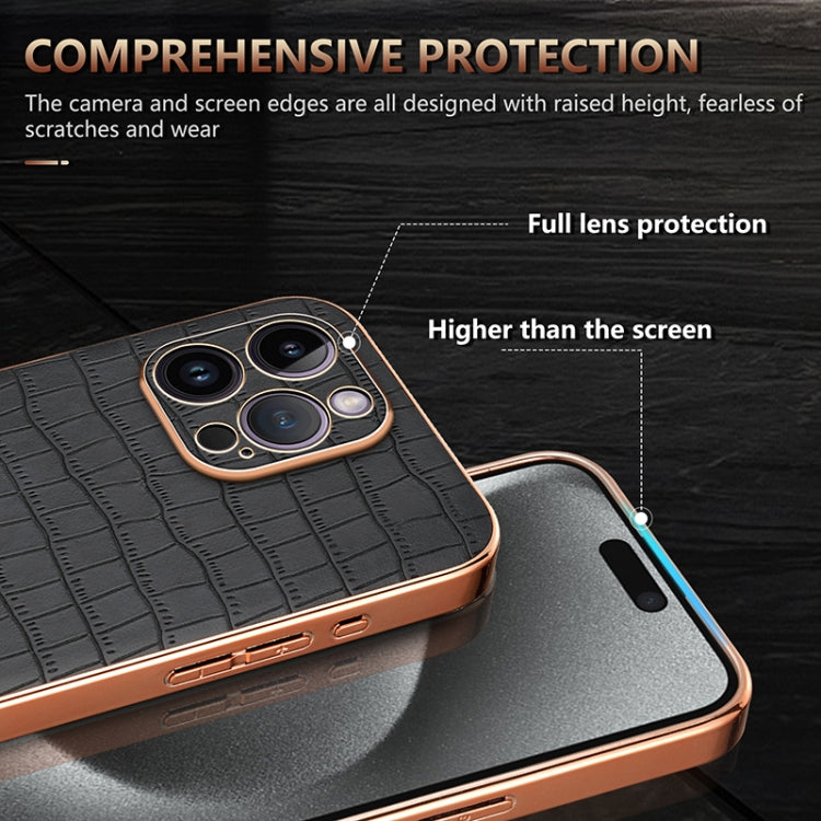 AZNS Electroplated Frame Crocodile Texture Full Coverage Phone Case, Series 4