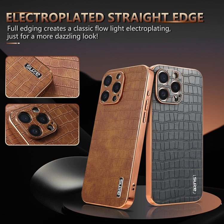 AZNS Electroplated Frame Crocodile Texture Full Coverage Phone Case, Series 3