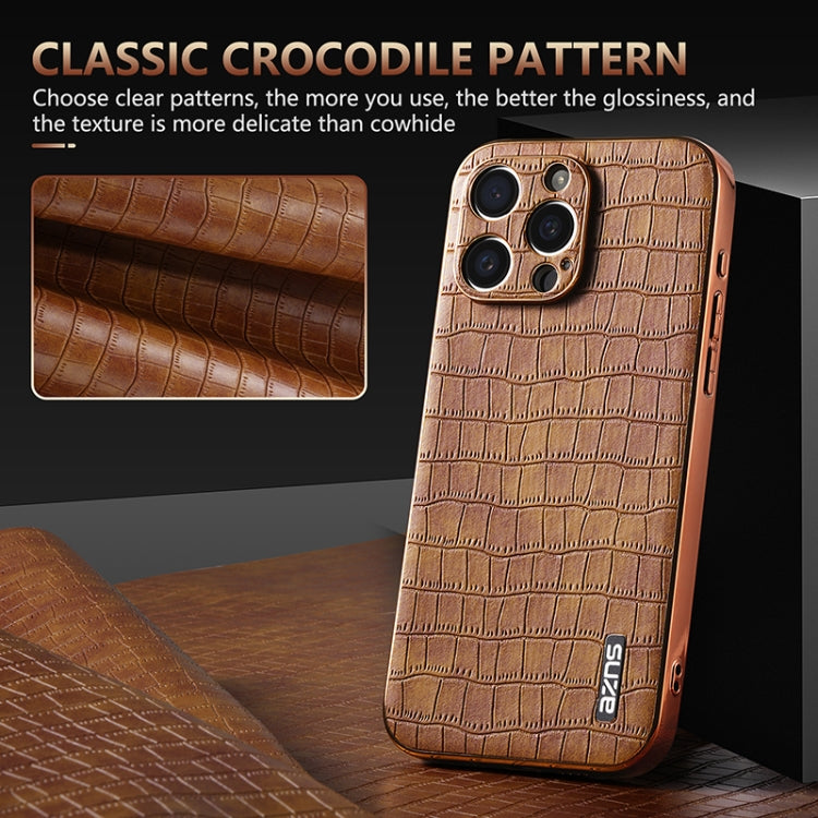 AZNS Electroplated Frame Crocodile Texture Full Coverage Phone Case, Series 3