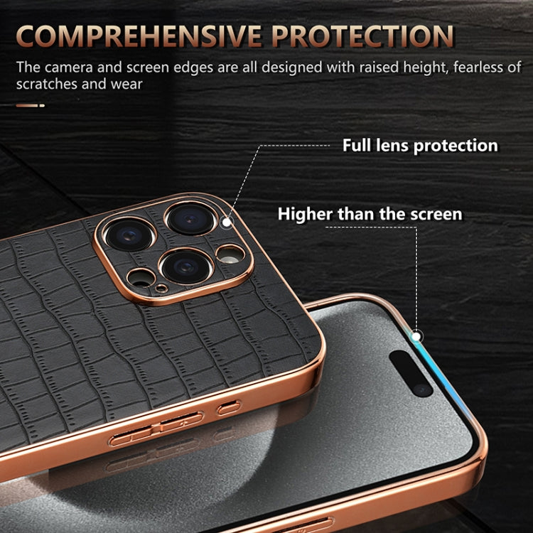 AZNS Electroplated Frame Crocodile Texture Full Coverage Phone Case, Series 3